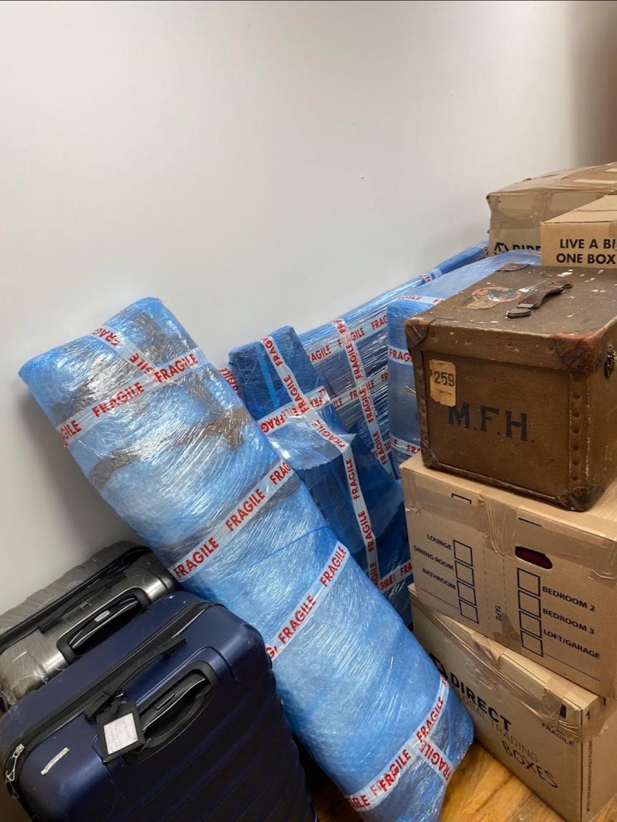 Meticulously packed items and protective wrap